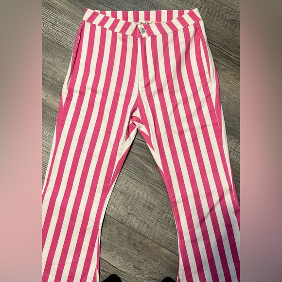 Peach Love California Pink and White Striped Flares Size Medium - Picture 3 of 7